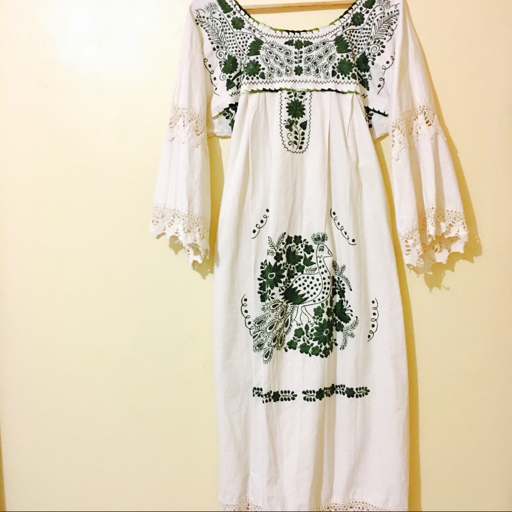Maxi Dress Mexican Embroidered Vintage Boho